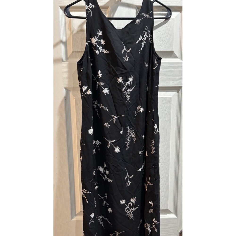 Valerie Stevens Womens Vintage Silk Sleeveless Floral Dress 4P Black